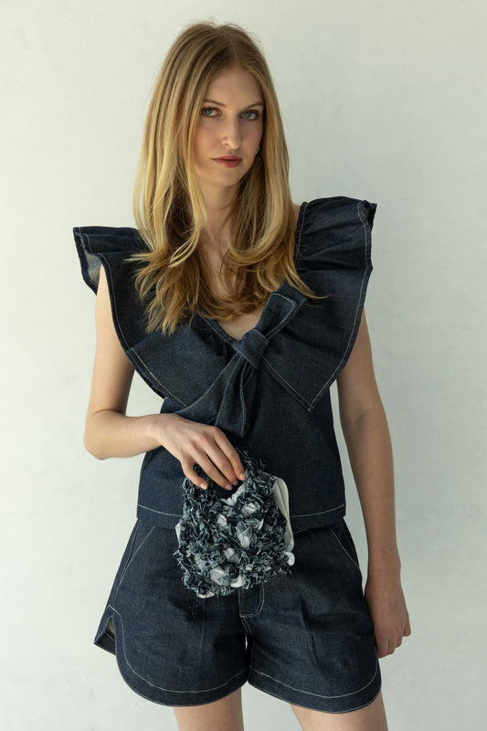 Rokkie Denim 09 / 07 Bag — hand-crocheted bag made from denim offcuts