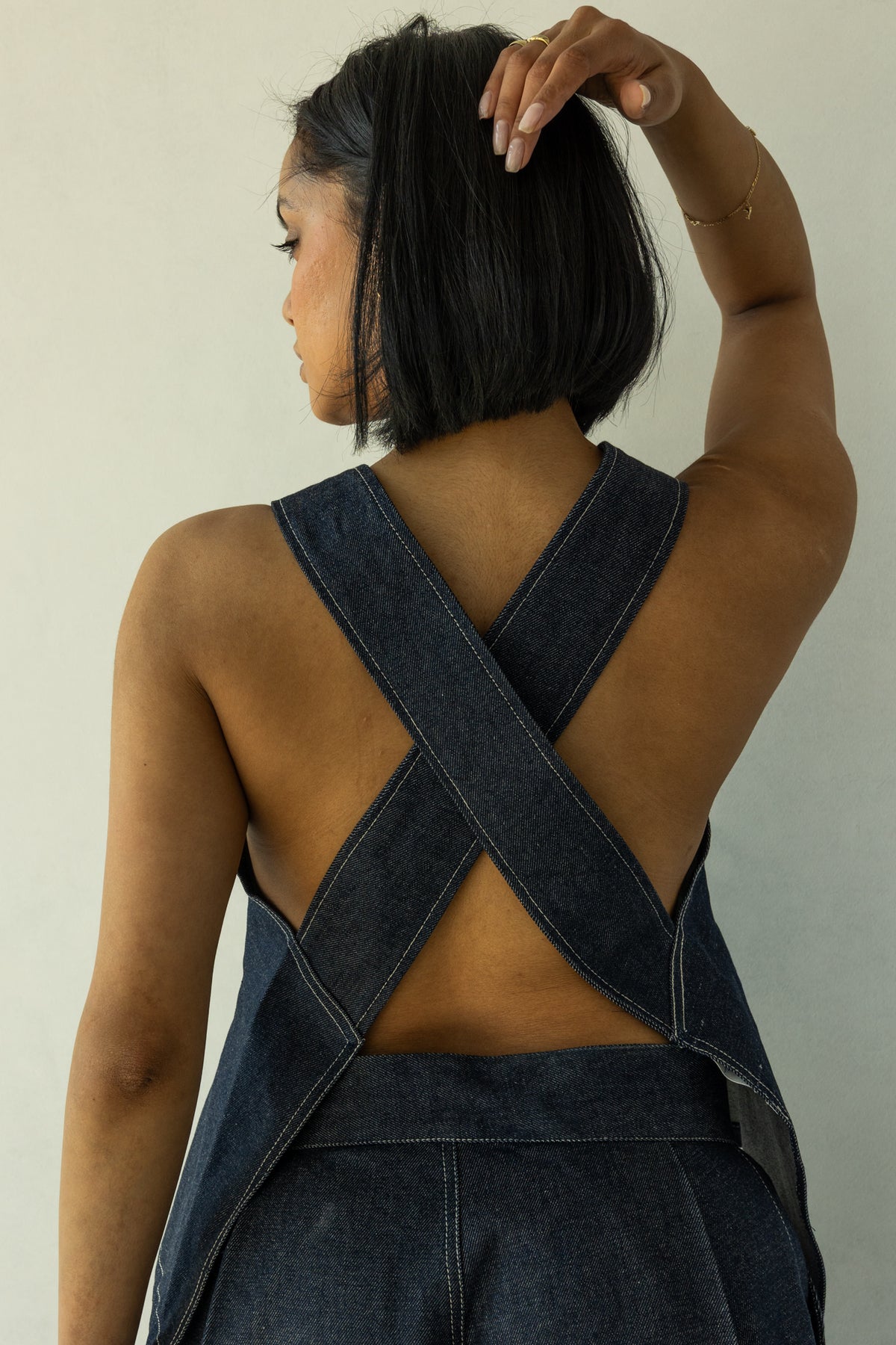 Rokkie Denim 09 / 02 + 03 Set — 09 / 02 Top, high square neckline with crossed straps