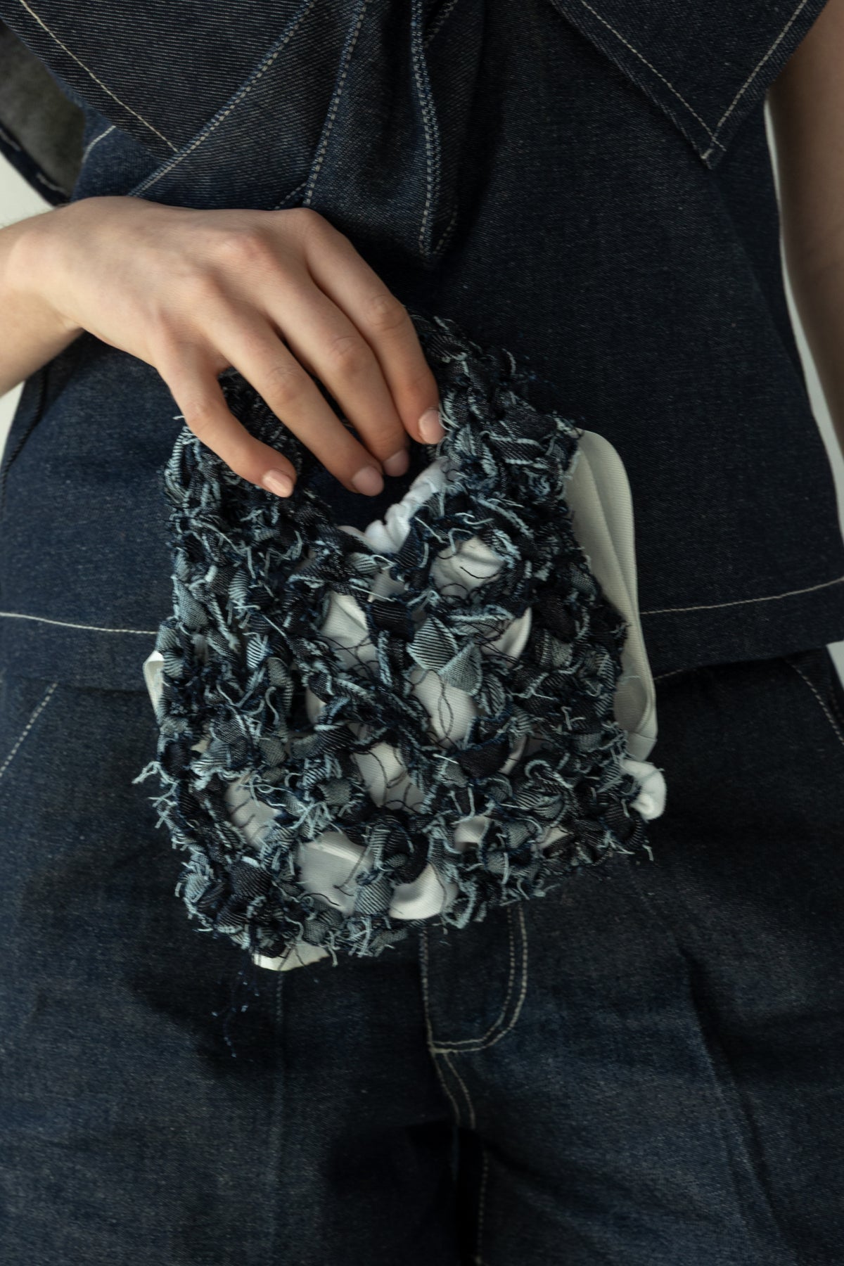 Rokkie Denim 09 / 07 Bag — hand-crocheted bag made from denim offcuts