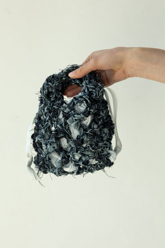 Rokkie Denim 09 / 07 Bag — hand-crocheted bag made from denim offcuts