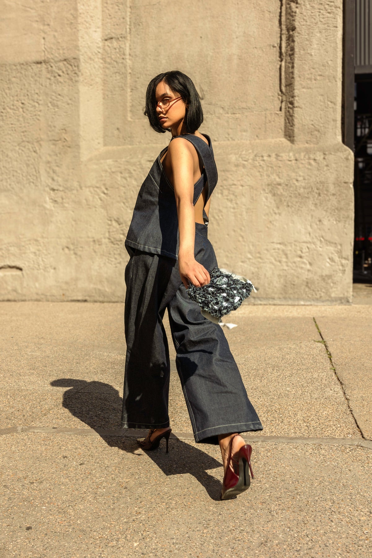 Rokkie Denim 09 / 07 Bag — editorial campaign image, carried