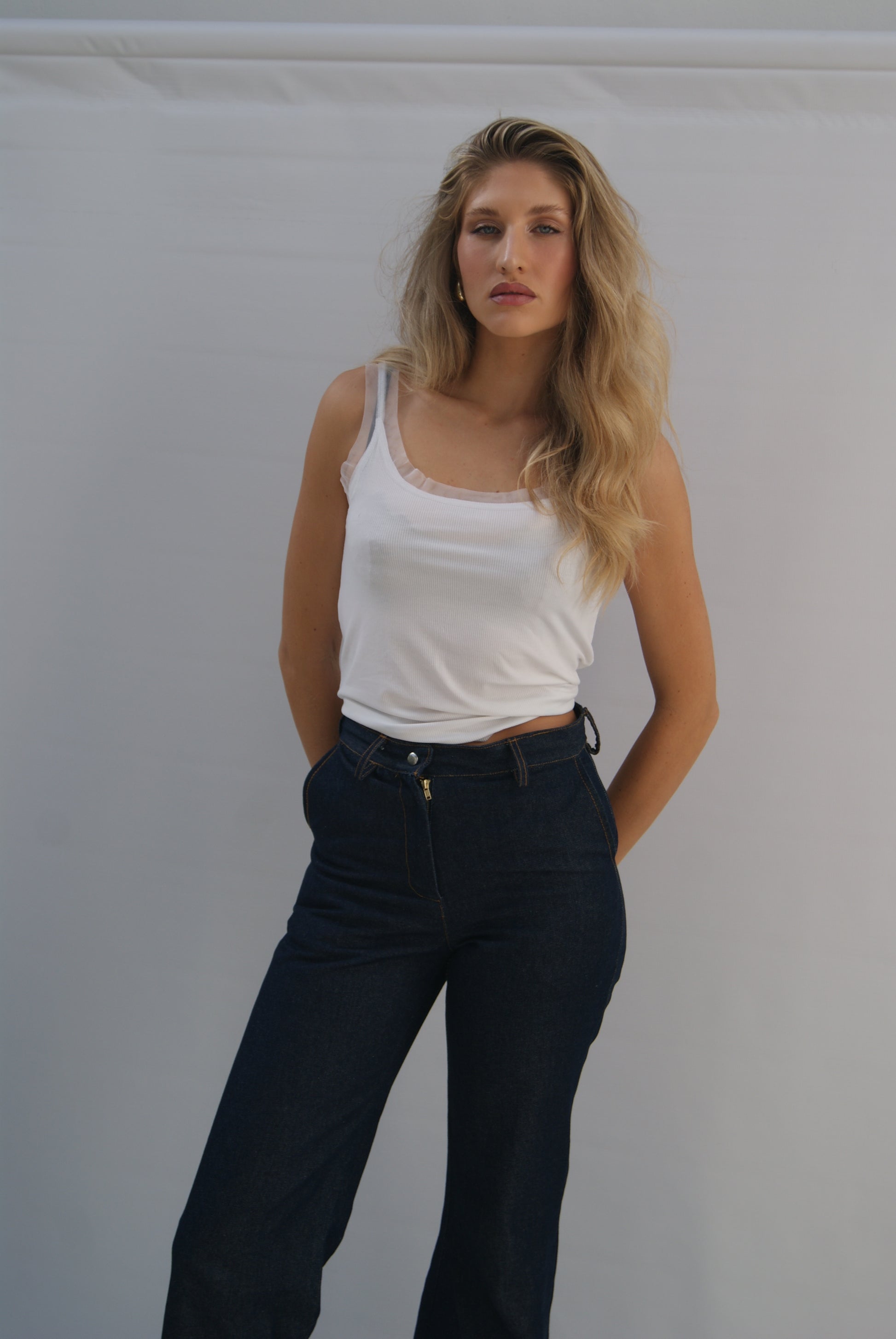 Rokkie Denim No. 04 Pant — worn front view, full length