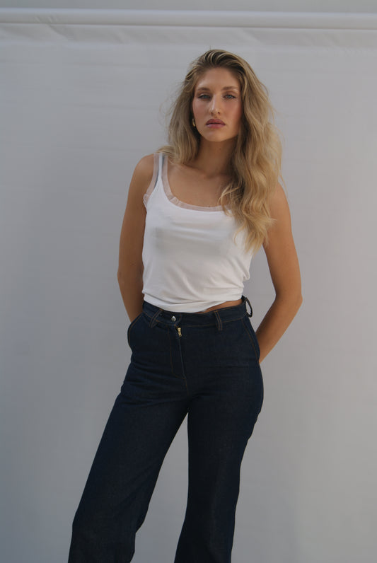 Rokkie Denim No. 04 Pant — worn front view, full length
