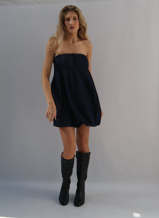 Rokkie Denim No. 05 Dress — worn front view, full length